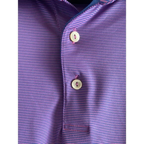 Peter Millar Men's XL Summer Comfort Purple Striped Golf Polo - Picture 5 of 6